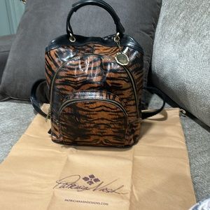 Patricia Nash TigerStriped Leather Heritage backpack bag
